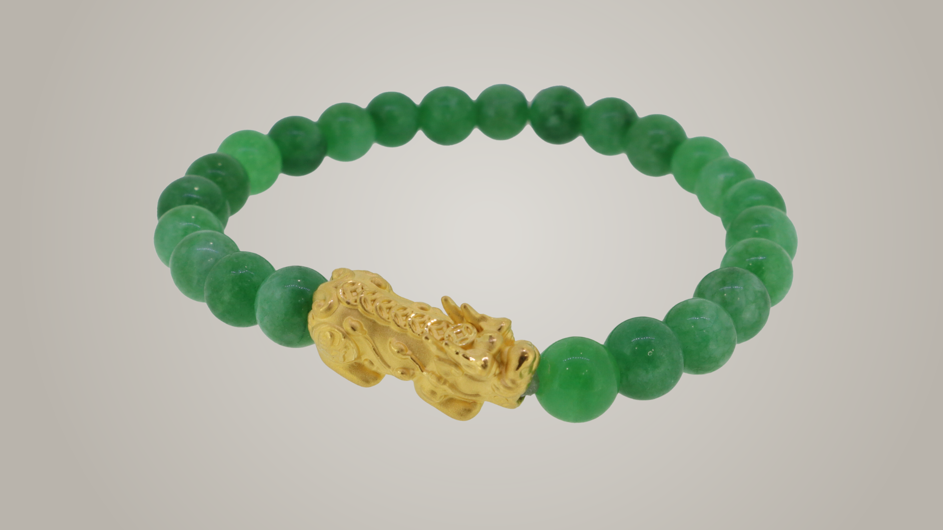 24k gold pixiu/piyao jade bracelet