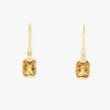 Leila | 9K YG Elongated Cushion Citrine Drop Earrings