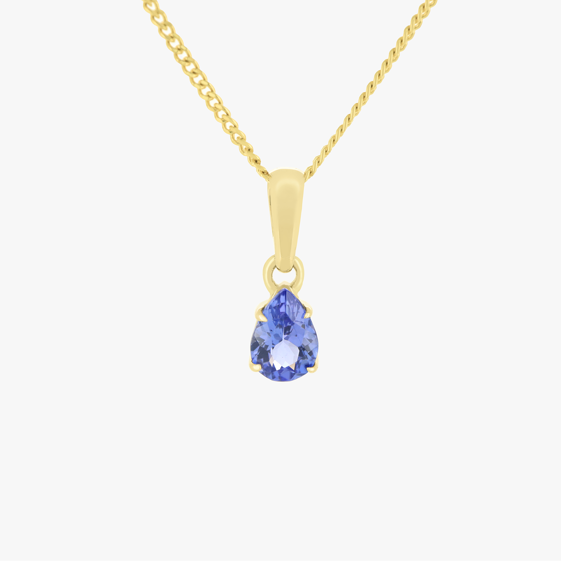 9K YG Petite Pear Tanzanite Pendant