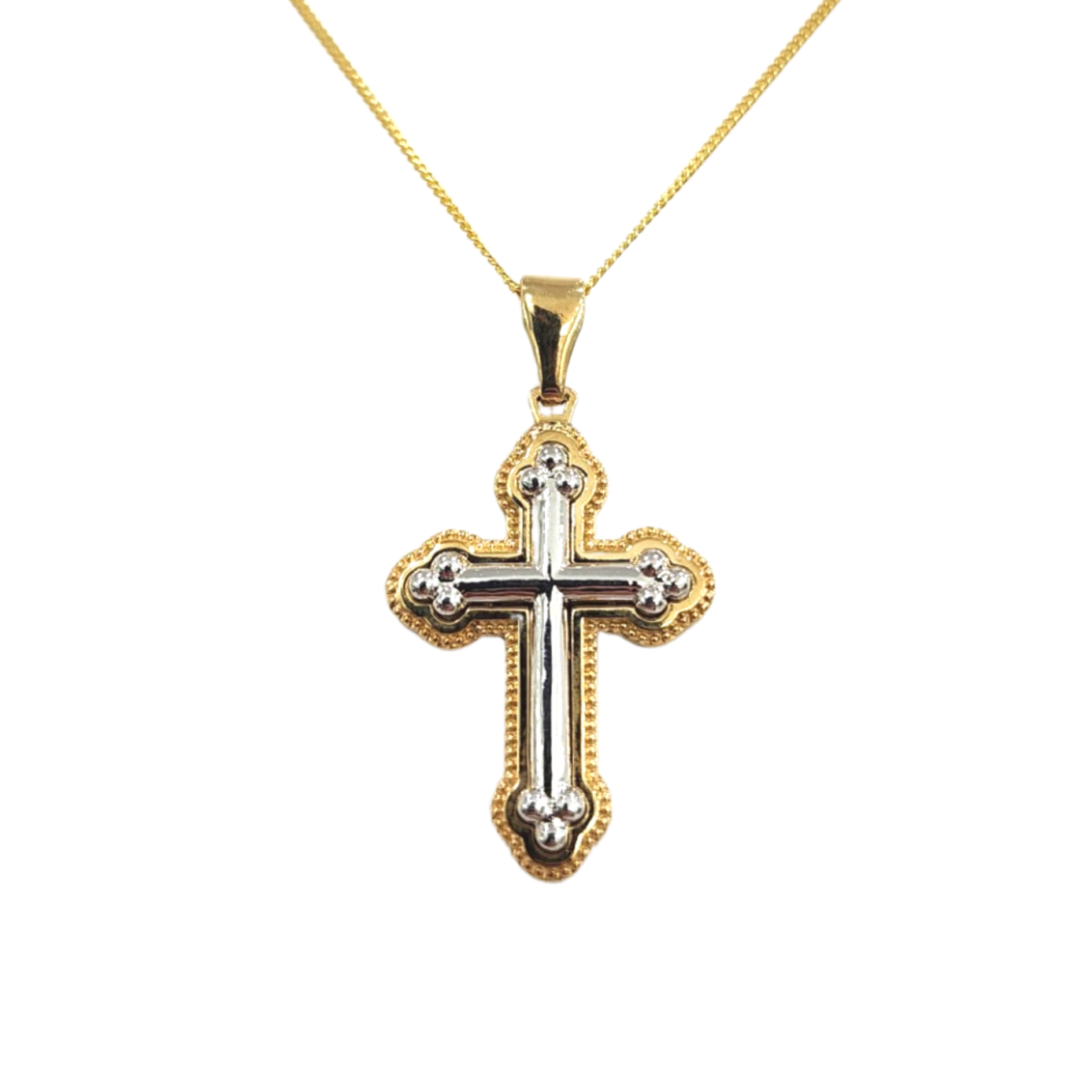 Jacob 9 Carat Two Tone Cross Pendant The Classic Jewellers