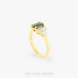 18K Yellow Gold Natural Parti Sapphire and Natural Diamond Ring