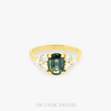 18K Yellow Gold Natural Parti Sapphire and Natural Diamond Ring