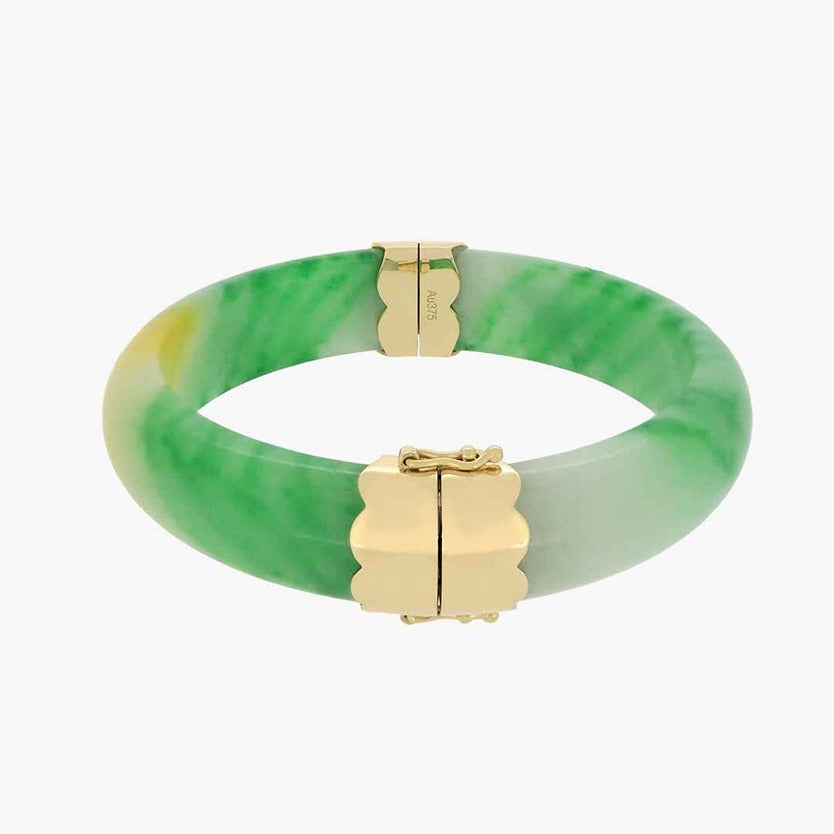 Mahal 9K Yellow Gold Clasp Jade Bangle – The Classic Jewellers