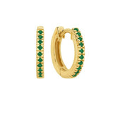 9K YG Mini Emerald Huggies Earring TWC=0.10pt, C86058E240BG