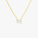 Amellia | 14K Yellow Gold Petite Twin Pear Diamond Necklace