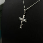 9ct White Gold Bevelled Crucifix Pendant