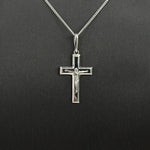 9ct White Gold Bevelled Crucifix Pendant