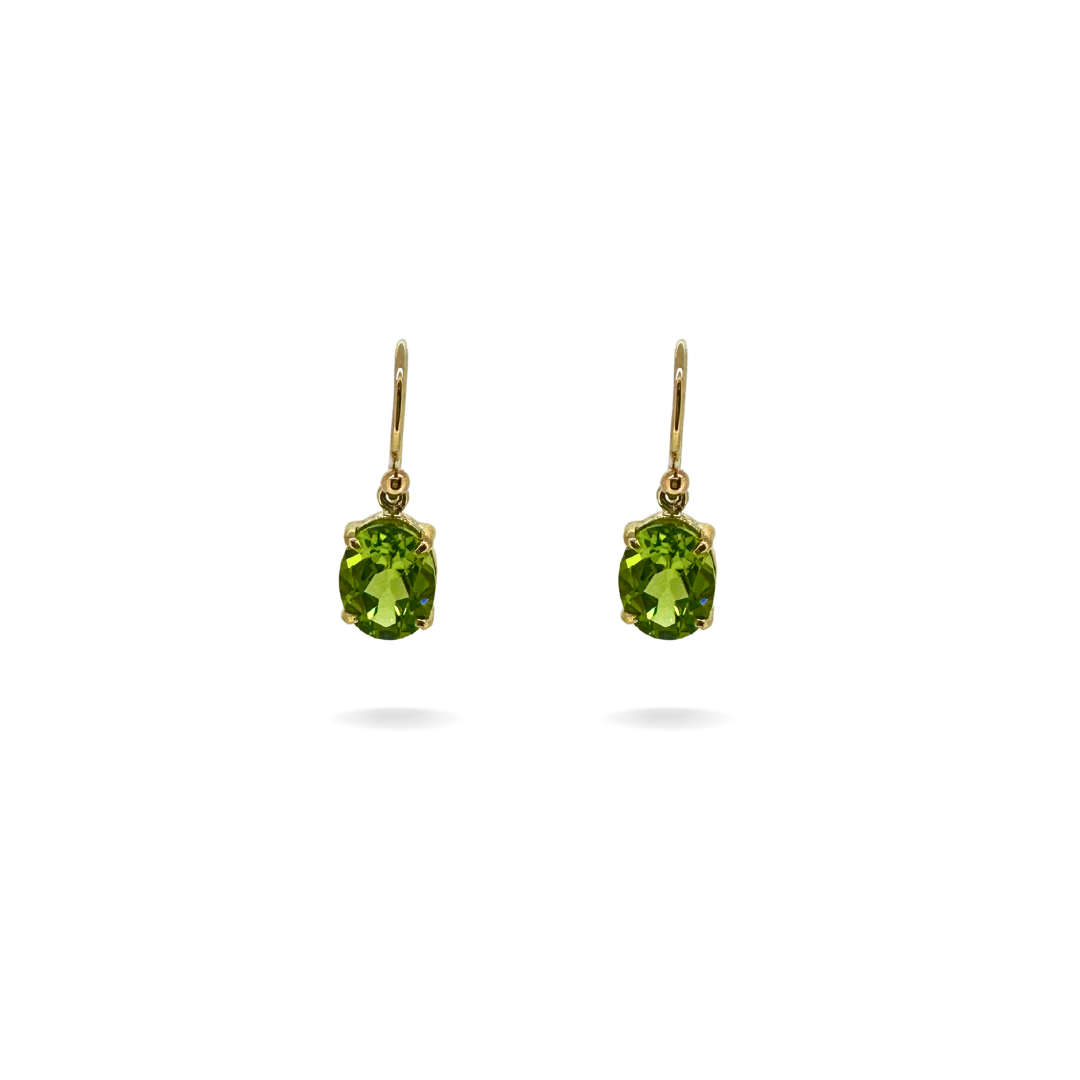 Clover 9ct Yellow Gold Peridot Drop Earrings The Classic Jewellers