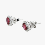 18K White Gold Ruby and Diamond Halo Earrings