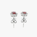 18K White Gold Ruby and Diamond Halo Earrings