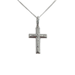 9ct White Gold Bevelled Crucifix Pendant