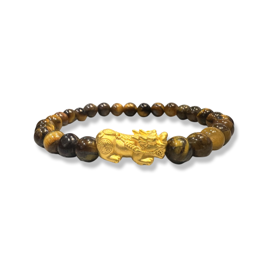 24k Fortune X Small Pixiu Tiger eye Bracelet
