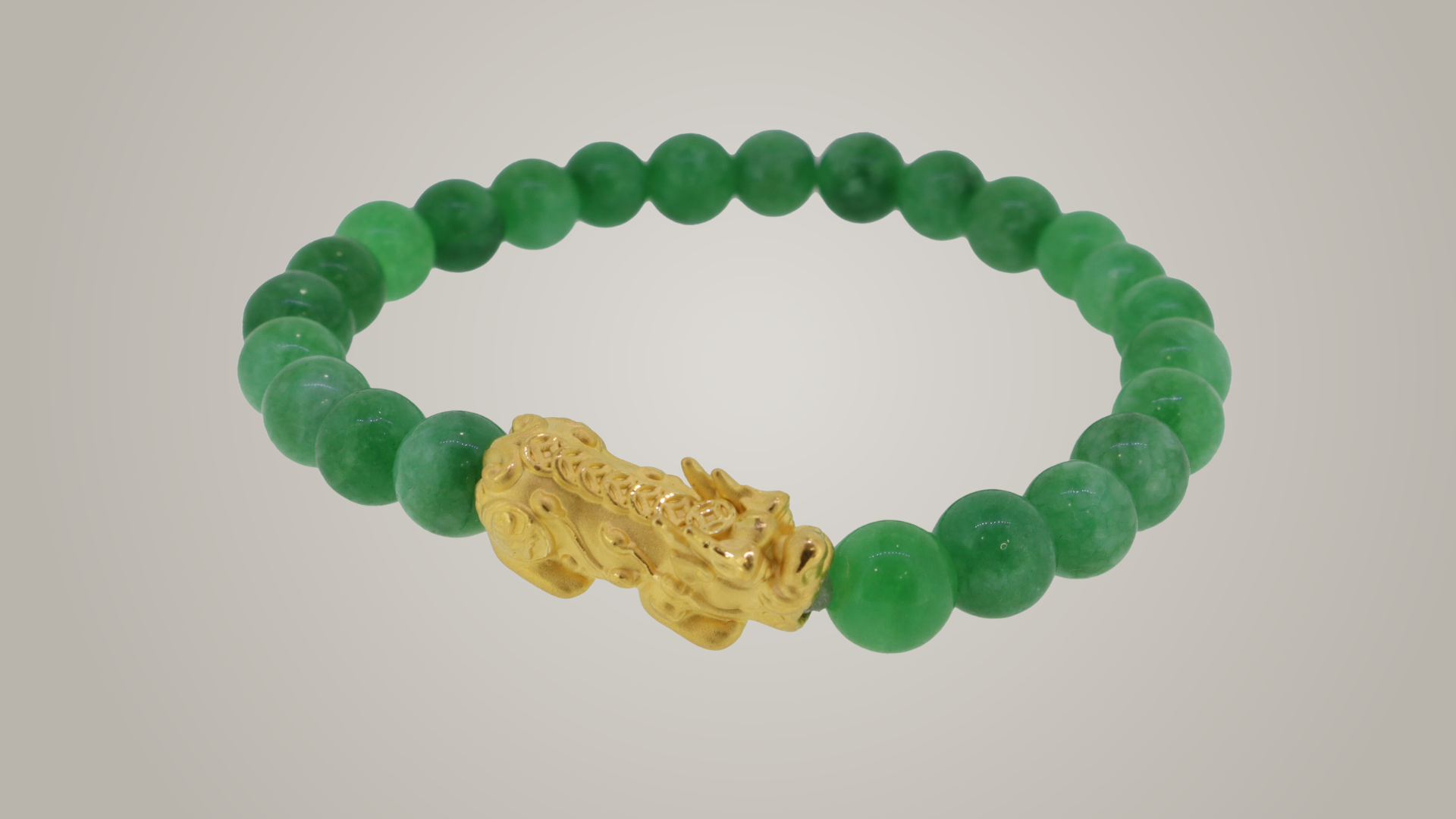 24k gold pixiu/piyao jade bracelet 