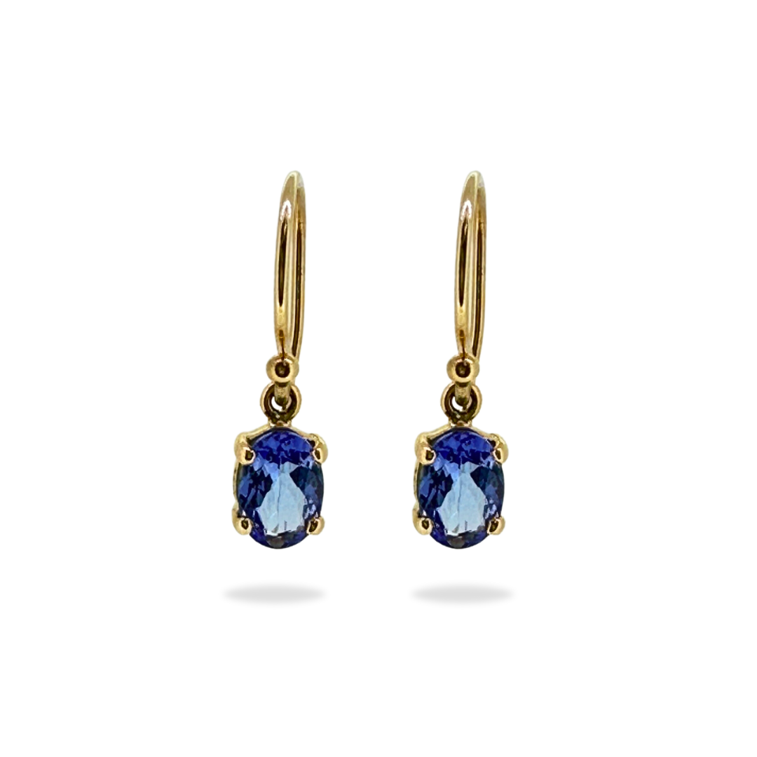 9ct Yellow Gold Tanzanite Earrings