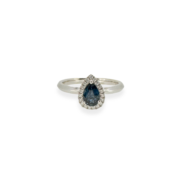 18ct White Gold Natural Teal Sapphire Ring