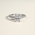 Ada | 1.5ct Oval with Hidden Halo and Accent Diamond - The Classic Jewellers