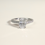 Ada | 1.5ct Oval with Hidden Halo and Accent Diamond - The Classic Jewellers