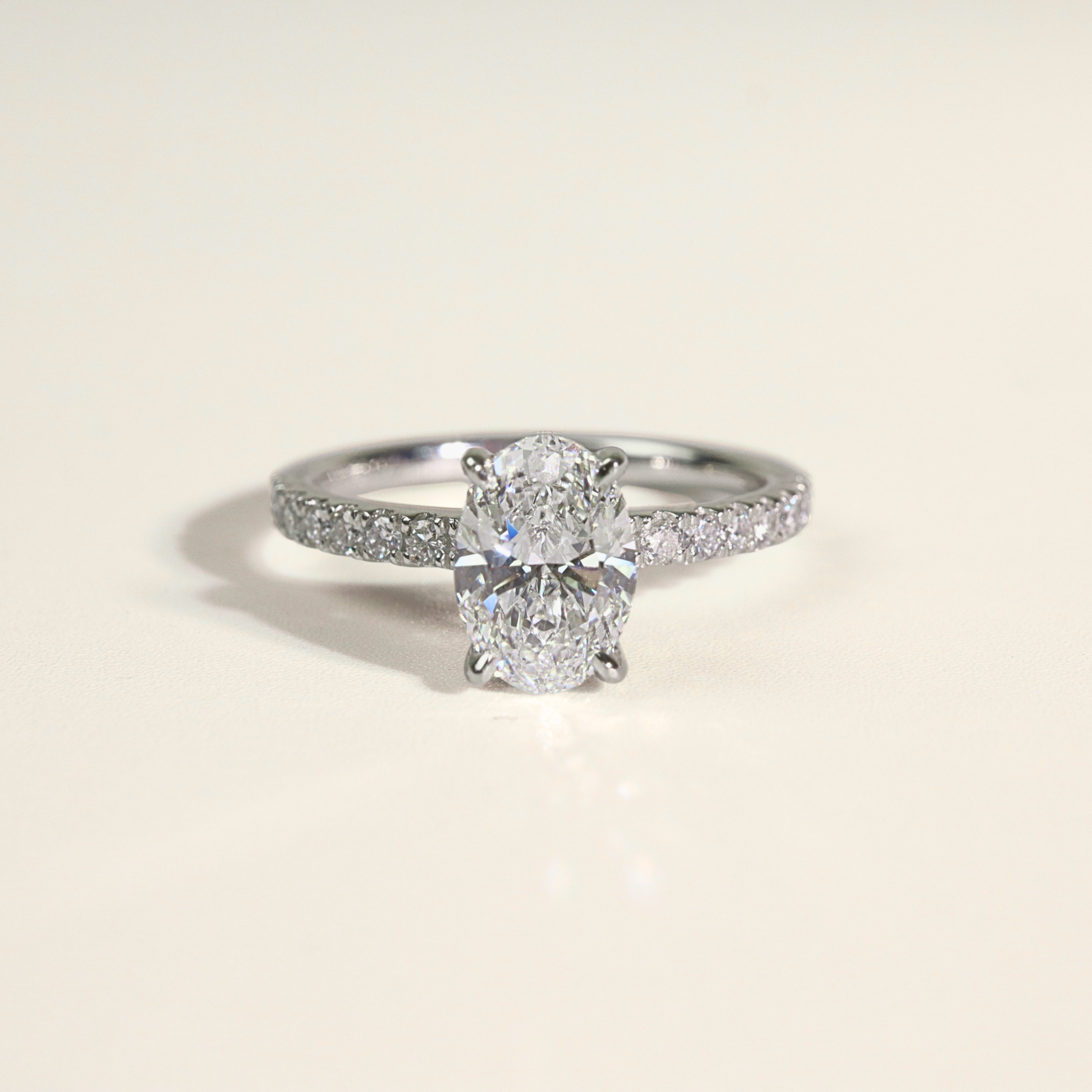 Ada | 1.5ct Oval with Hidden Halo and Accent Diamond - The Classic Jewellers
