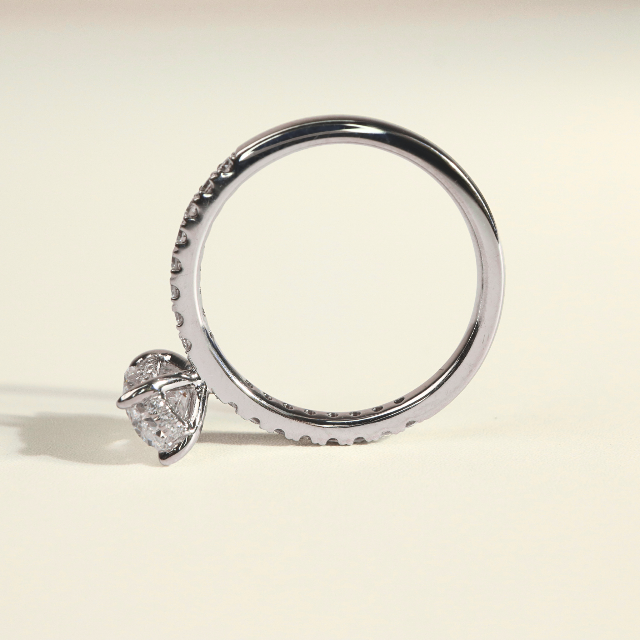 Ada | 1.5ct Oval with Hidden Halo and Accent Diamond - The Classic Jewellers
