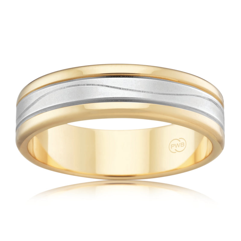 Oliver | Two Toned with Double Line Gent's Ring - The Classic Jewellers
