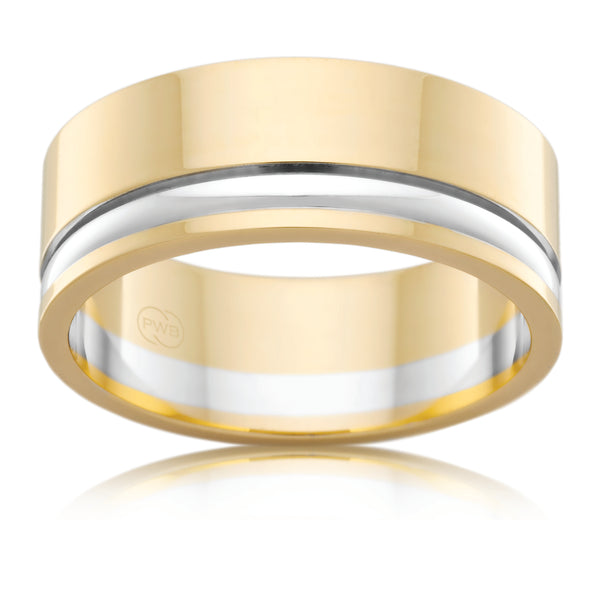 Marshall | Two Toned Single Line Gent's Ring - The Classic Jewellers