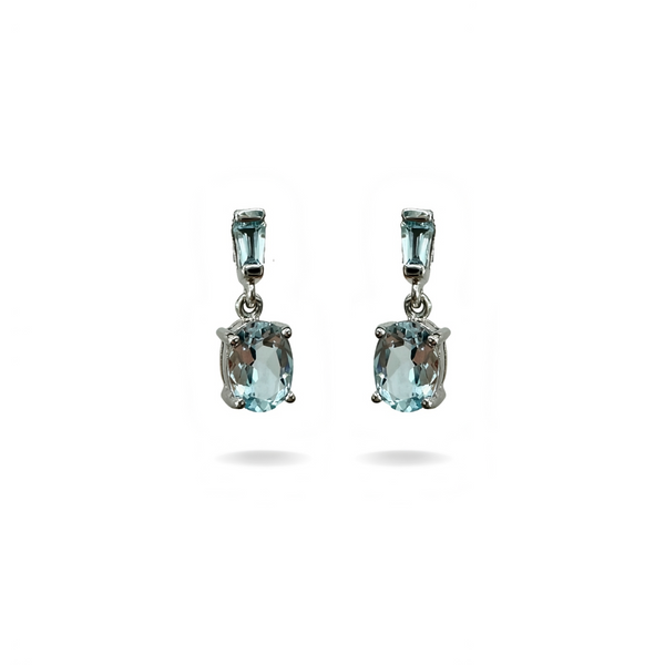 Hali | 9ct White Gold Aquamarine Stud Earrings