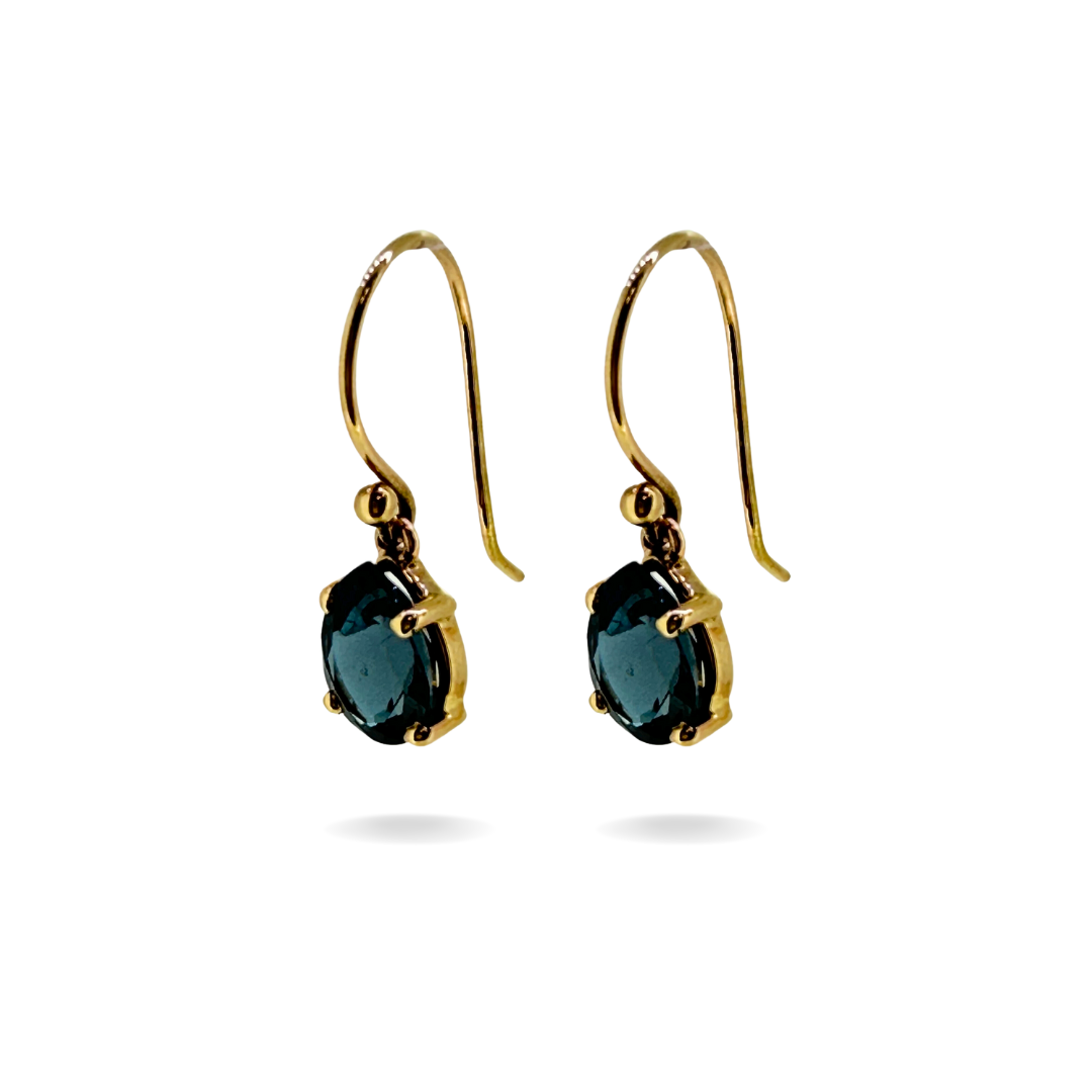 9ct Yellow Gold Blue Topaz Earrings