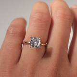 KESIA | 2 Tone Platinum and Yellow Gold Cushion Basket Set Solitaire