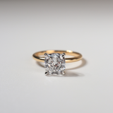 KESIA | 2 Tone Platinum and Yellow Gold Cushion Basket Set Solitaire