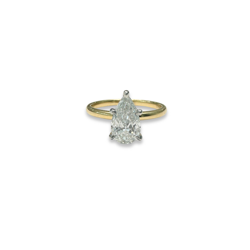 Zoe | 18k Two Tone Lab Grown Pear Cut Engagement Ring