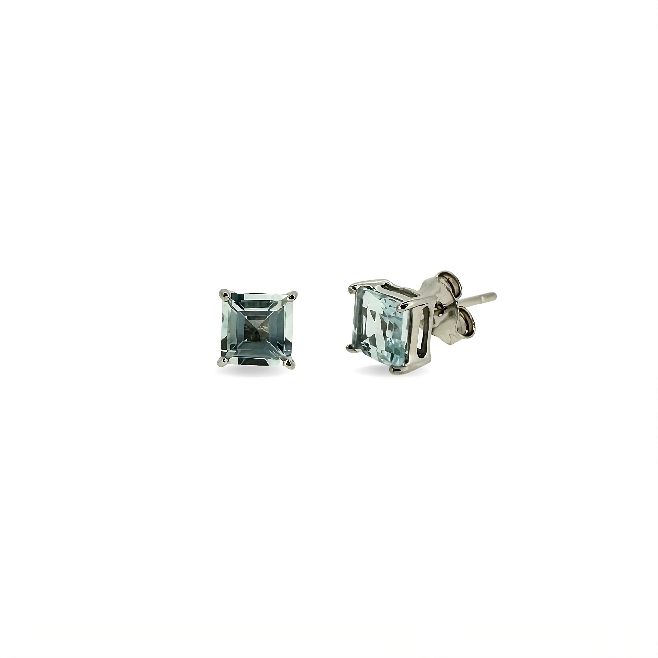 Maris | 9ct White Gold Aquamarine Stud Earrings