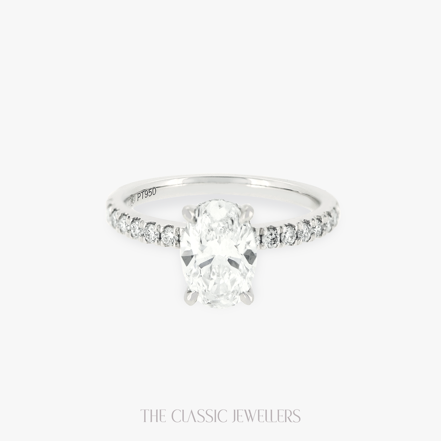 Ada | Platinum 1ct Oval Engagement Ring with Hidden Halo