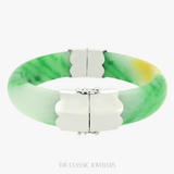 Celina | Stirling Silver Clasp Jade Bangle