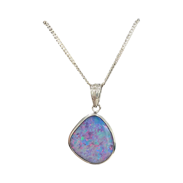 Australian Opal | Coral Sterling silver pendant
