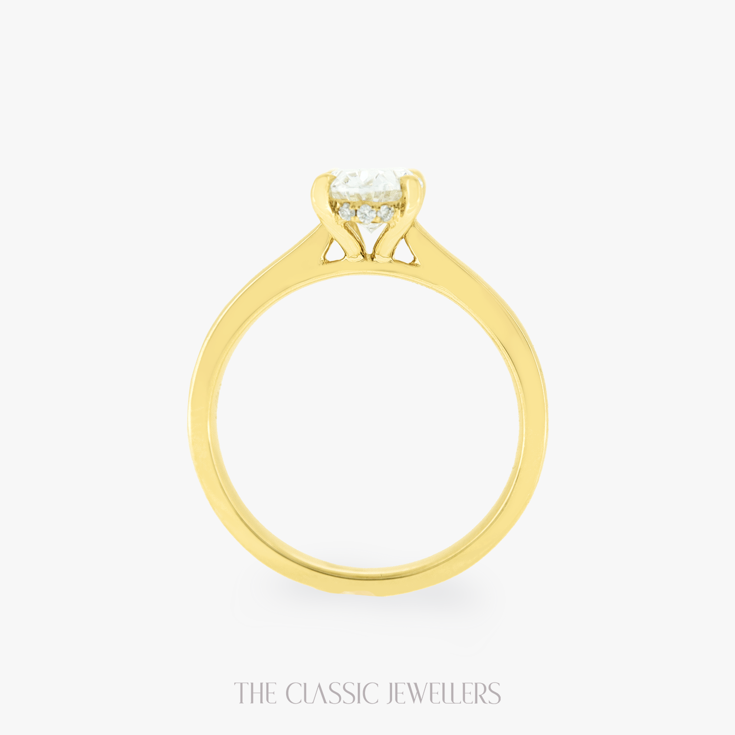 ERICA | 18K Yellow Gold Lab Oval Engagement Ring with Hidden Halo