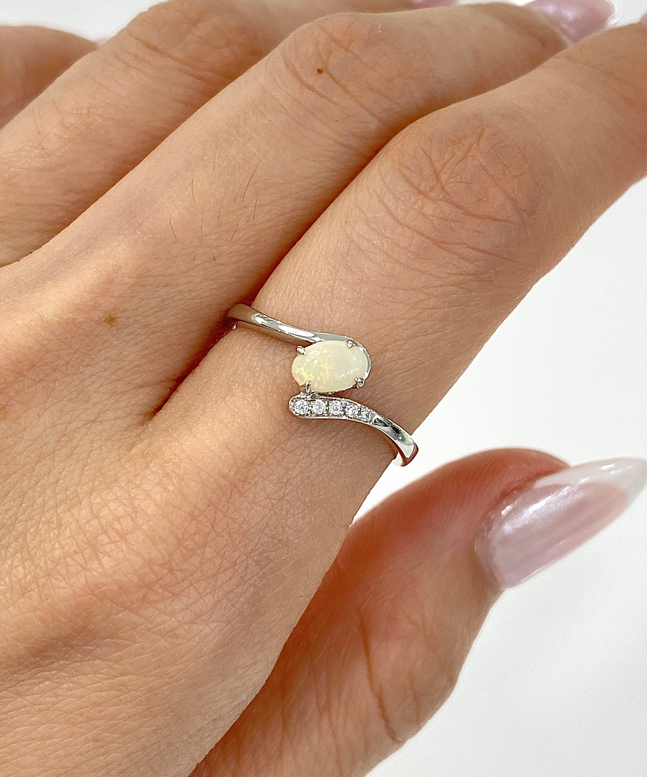 Julia | Solid White Opal Silver Ring - The Classic Jewellers