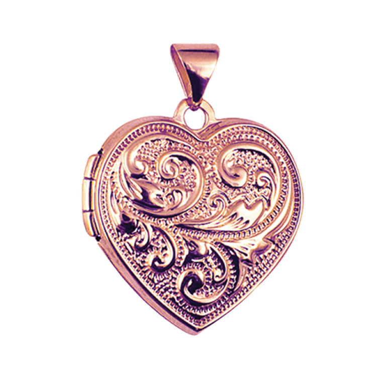 9CT Yellow Gold Embossed Heart Locket
