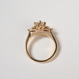 ANGELINA | 18K YG Engagement Ring Oval lab Diamond 2 pear accent + hidden halo 1.6ct