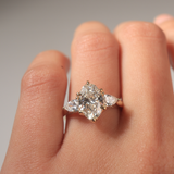 ANGELINA | 18K YG Engagement Ring Oval lab Diamond 2 pear accent + hidden halo 1.6ct