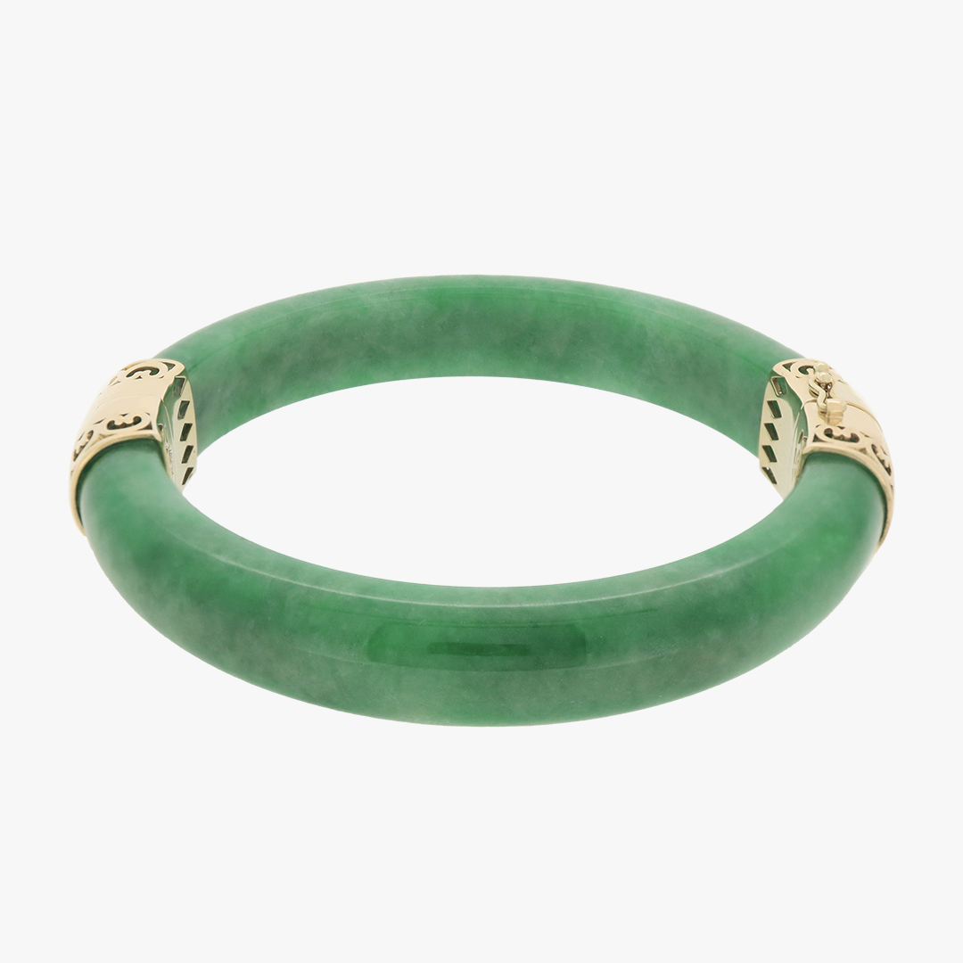 Hua | 9K Yellow Gold Clasp Jade Bangle