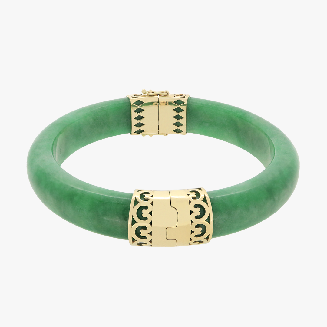 Hua | 9K Yellow Gold Clasp Jade Bangle