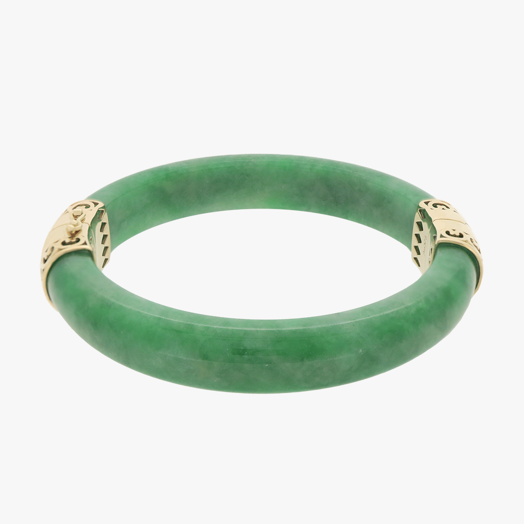 Hua | 9K Yellow Gold Clasp Jade Bangle