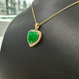 Heart Pendant | 18ct Yellow Gold Burmese Jade Diamond Pendant