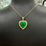 Heart Pendant | 18ct Yellow Gold Burmese Jade Diamond Pendant