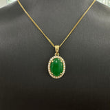 Oval Pendant | 18ct Yellow Gold Burmese Jade Diamond Pendant