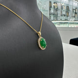 Oval Pendant | 18ct Yellow Gold Burmese Jade Diamond Pendant