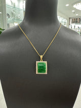 Square Pendant | 18ct Burmese Jade Diamond Pendant