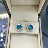 Kiki | Doublet Opal Silver CZ Stud Earring