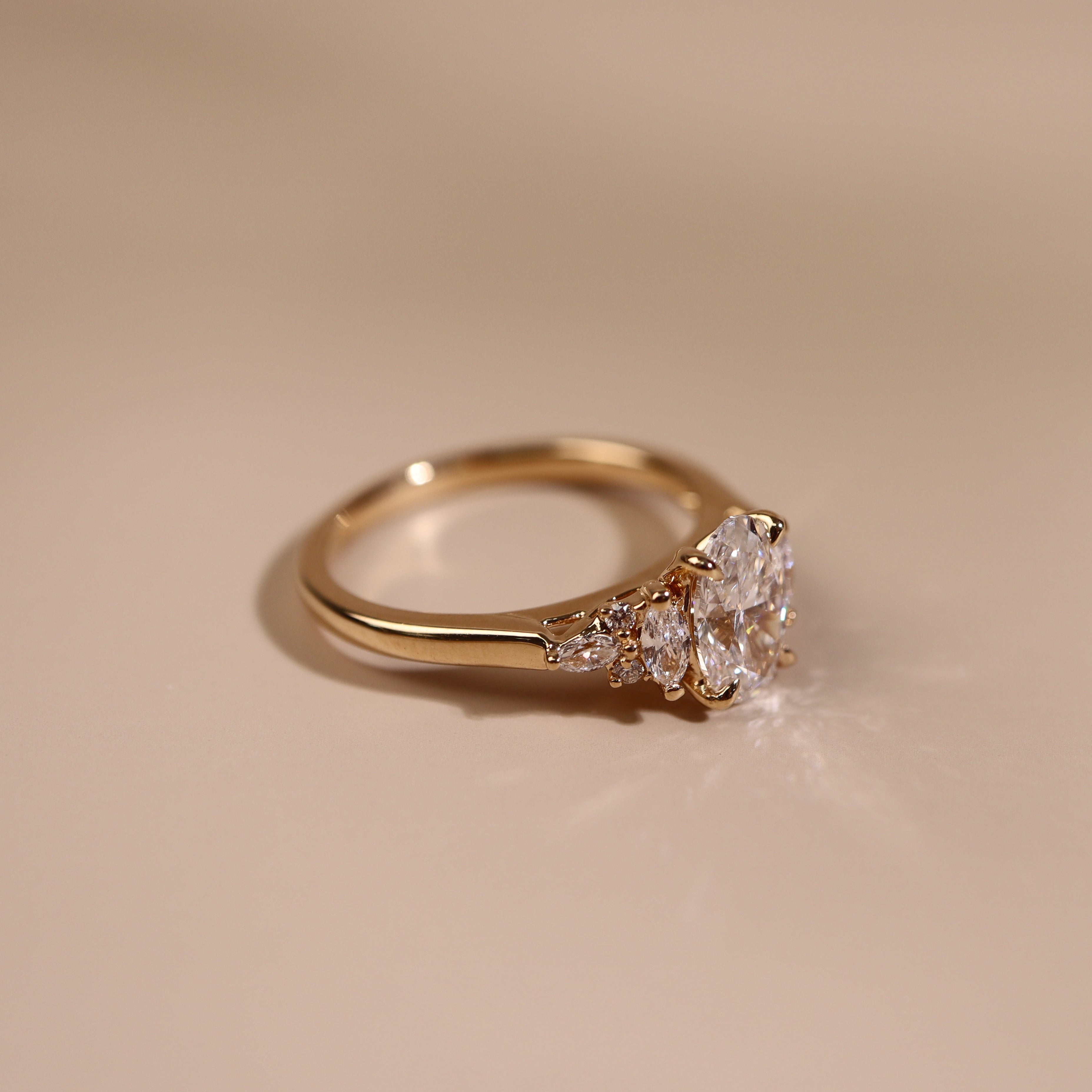 QUINN | 1.50ct Oval with Accent Diamonds - Ready To Ship - The Classic Jewellers
