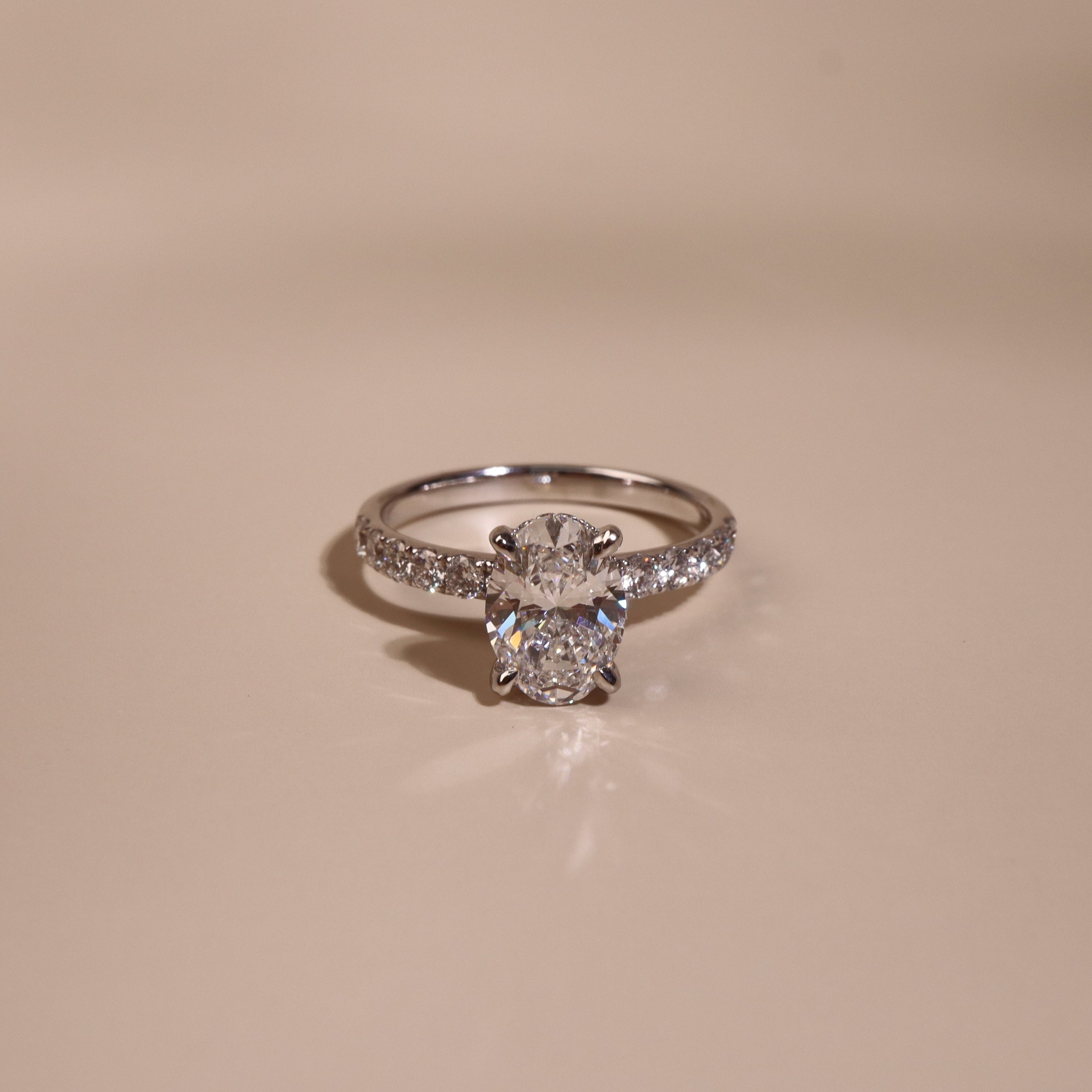 ADA | 1.5ct Oval with Hidden Halo and Accent Diamonds- Ready To Ship - The Classic Jewellers
